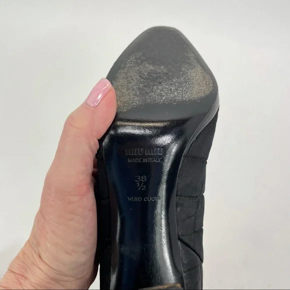 Miu Miu Tall Boots Size 38 1/2 Black - Picture 15 of 16